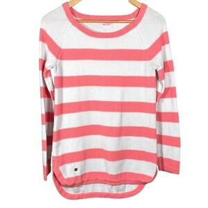 Lilly Pulitzer Medium Paige Striped Sweater Beach Resort Crewneck Coral White